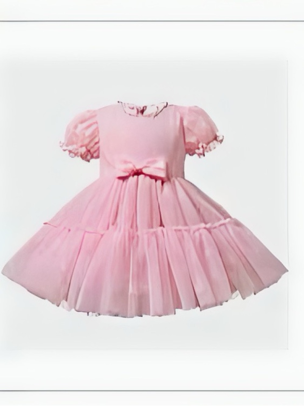Girls' Pink Shell Tiered Tulle Dress